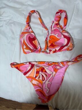 wild fable Pink and Orange Swirl Triangle Bikini